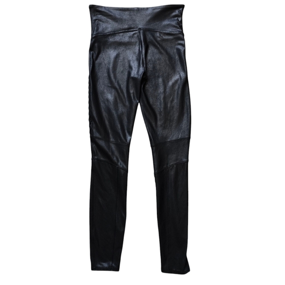 SPANX Faux Leather Moto Leggings, Size M - Picture 3 of 8